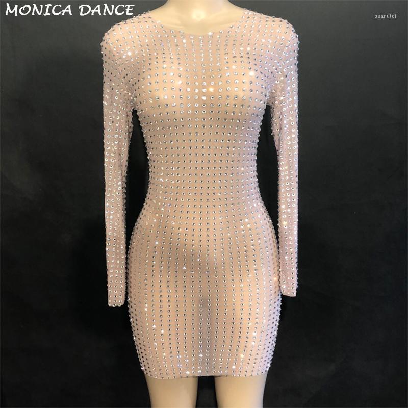 Casual Dresses Women Sparkly Silver Full Rhinestones Mesh Perspective Dress Evening Party Luxurious Long Sleeve Birthday Celebrate
Casual Dresses Women Sparkly Silver Full Rhinestones Mesh Perspective Dress Evening Party Luxurious Long Sleeve Birthday Celebrate