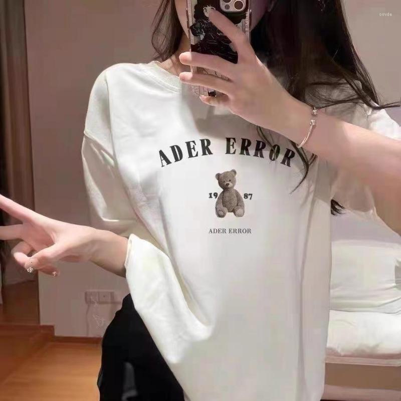 Men's T Shirts Genuine Ader Error Short Sleeved T-shirt Summer Loose Cotton Violence Building Block Bear Flocking Couple Shirt Men And Women, Khaki