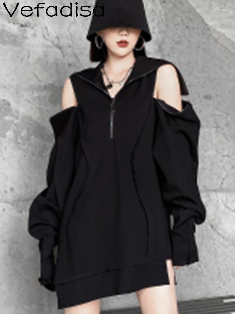 Women's Hoodies Vefadisa 2023 Spring Autumn Dark Black Zipper Off Shoulder Sailor Collar Women Sweatershirt Loose Personalized Pullover
Women's Hoodies Vefadisa 2023 Spring Autumn Dark Black Zipper Off Shoulder Sailor Collar Women Sweatershirt Loose Personalized Pullover
