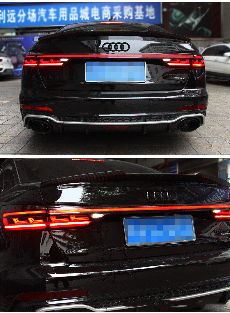 Car Through Taillight Upgrade For AUDI A6L 20 19-20 21 LED Turn Signal Lights Rear Reverse Brake Taillights Assembly