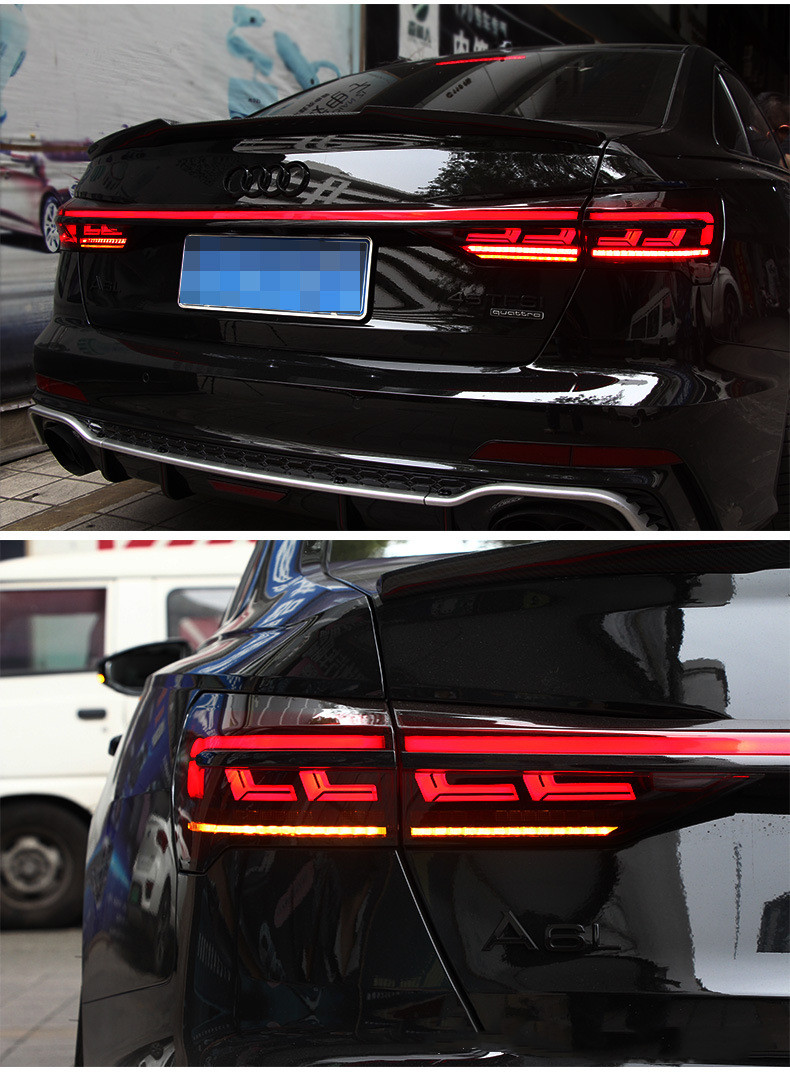 Car Through Taillight Upgrade For AUDI A6L 20 19-20 21 LED Turn Signal Lights Rear Reverse Brake Taillights Assembly