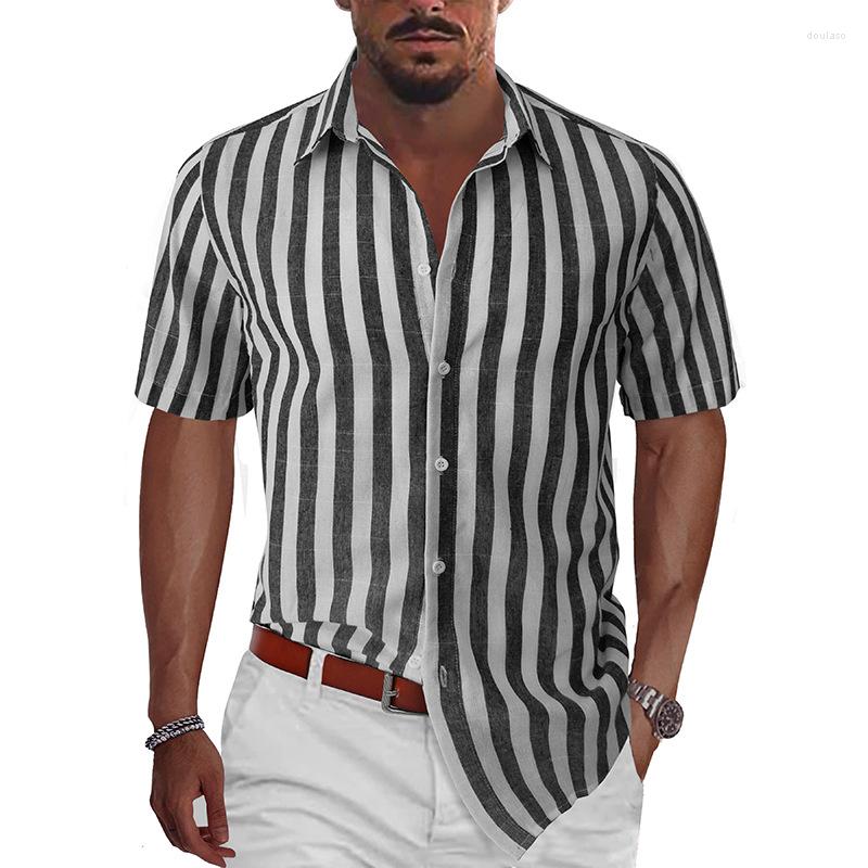Men' Casual Shirts Summer Stripe Blouse Shirt For Men Short Sleeve Button Turn Down Collar Top Beach Holiday Ropa De Hombre, Black
Men' Casual Shirts Summer Stripe Blouse Shirt For Men Short Sleeve Button Turn Down Collar Top Beach Holiday Ropa De Hombre, Black