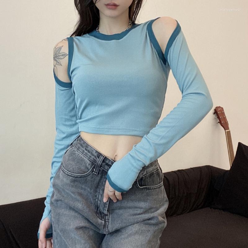 Women' T Shirts Korean Contrast Color Patchwork Long-sleeved T-shirt Women 2023 Spring O-neck Sexy Hollow Strapless Threaded Crop Tops, Photo color
Women' T Shirts Korean Contrast Color Patchwork Long-sleeved T-shirt Women 2023 Spring O-neck Sexy Hollow Strapless Threaded Crop Tops, Photo color