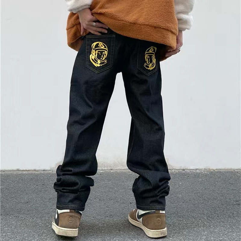 Mens Jeans Fashion Ropa Dog Print Baggy Men Hip Hop Pants Y2K Clothes Black Straight Denim Trousers Pantalon Homme 230606