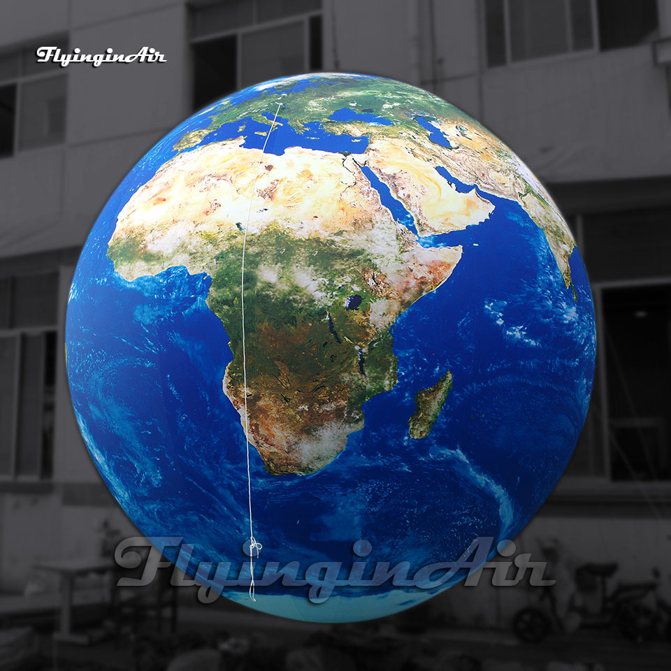 Beautiful Hanging Illuminated Large Blue Inflatable Earth Ball Lighting Globe Solar System Planet Balloon With LED Light For Space Themed Event