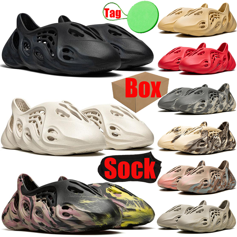 With Box Foam Runners Designer foamrunners sliders Runner Slippers Slides sandals sandales for mens womens Onyx Ochre Ararat pantoufle flip flops Scuffs, #7 mx cream clay