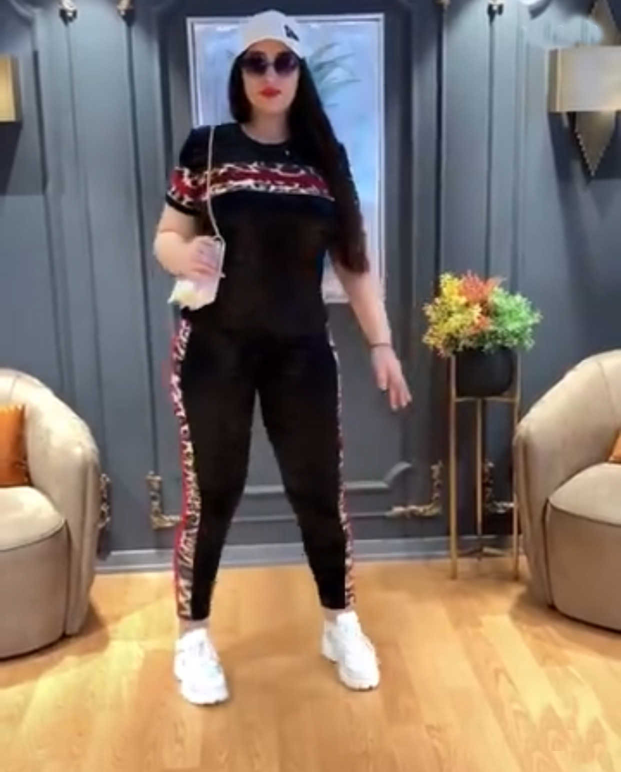 2023 Spring New Womens Round Neck Short Sleeve Leopard Print T-shirt Top Pencil Pants Two Piece Set