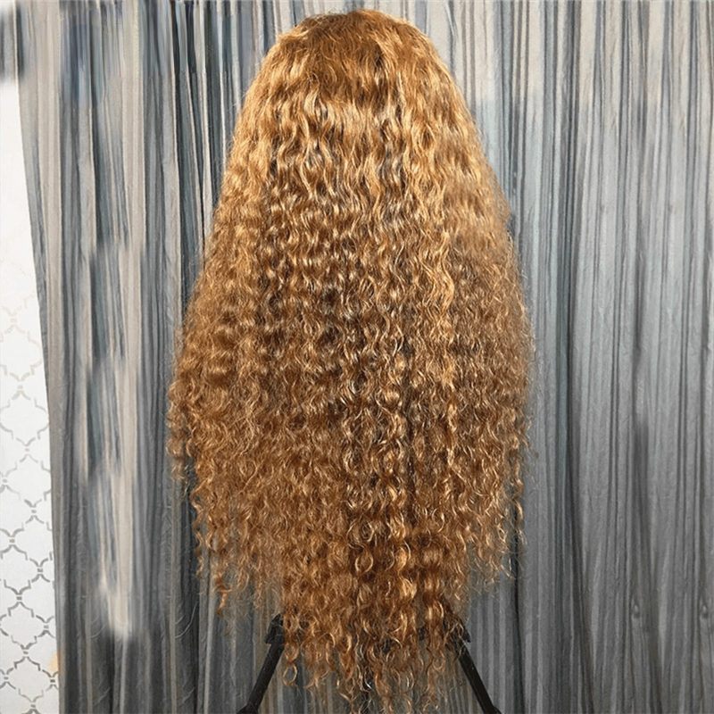 Free shipping Brazilian Honey Deep Front 13X4 HD Lace Frontal Wigs Brown Blonde Highlight Curly Short Bob Synthetic Wig for Black Women