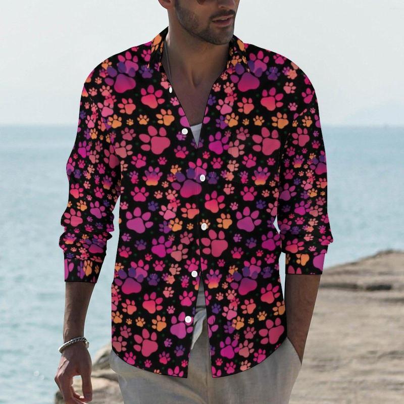Men' Casual Shirts Colorful Dog Paws Shirt Autumn Cute Animal Mens Fashion Blouses Long Sleeve Design Y2K Clothing Plus Size, Style-12
Men' Casual Shirts Colorful Dog Paws Shirt Autumn Cute Animal Mens Fashion Blouses Long Sleeve Design Y2K Clothing Plus Size, Style-12