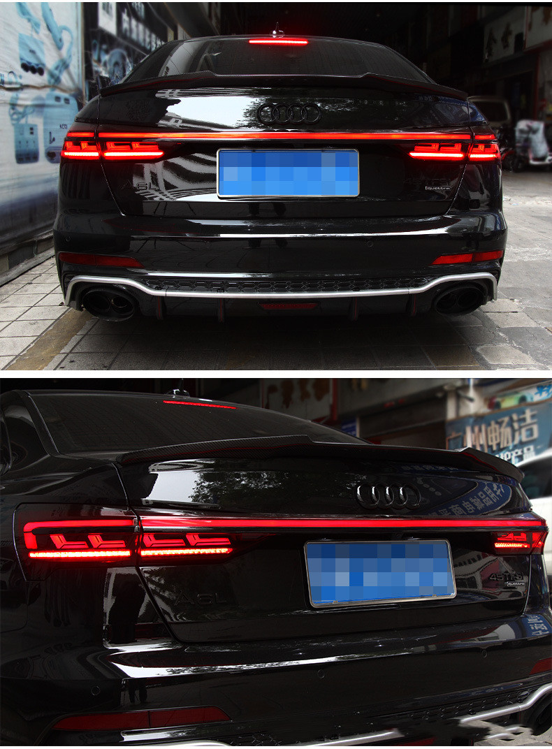 Car Through Taillight Upgrade For AUDI A6L 20 19-20 21 LED Turn Signal Lights Rear Reverse Brake Taillights Assembly