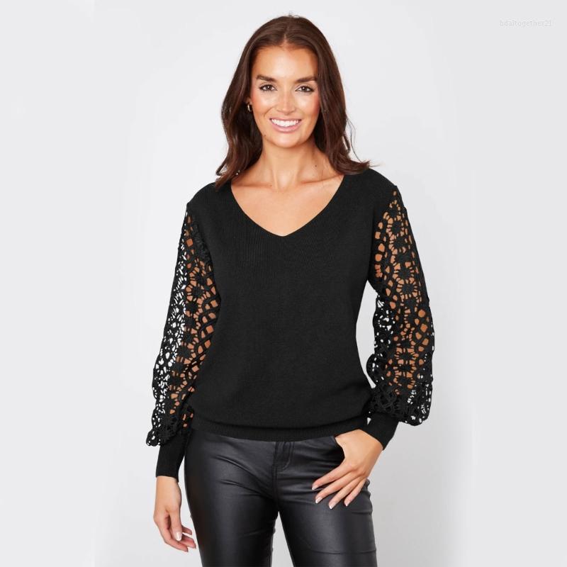 Women' T Shirts Womens V-Neck Crochet Lace Splicing Lantern Long Sleeve Top Ribbed Knit MXMA, Beige
Women' T Shirts Womens V-Neck Crochet Lace Splicing Lantern Long Sleeve Top Ribbed Knit MXMA, Beige