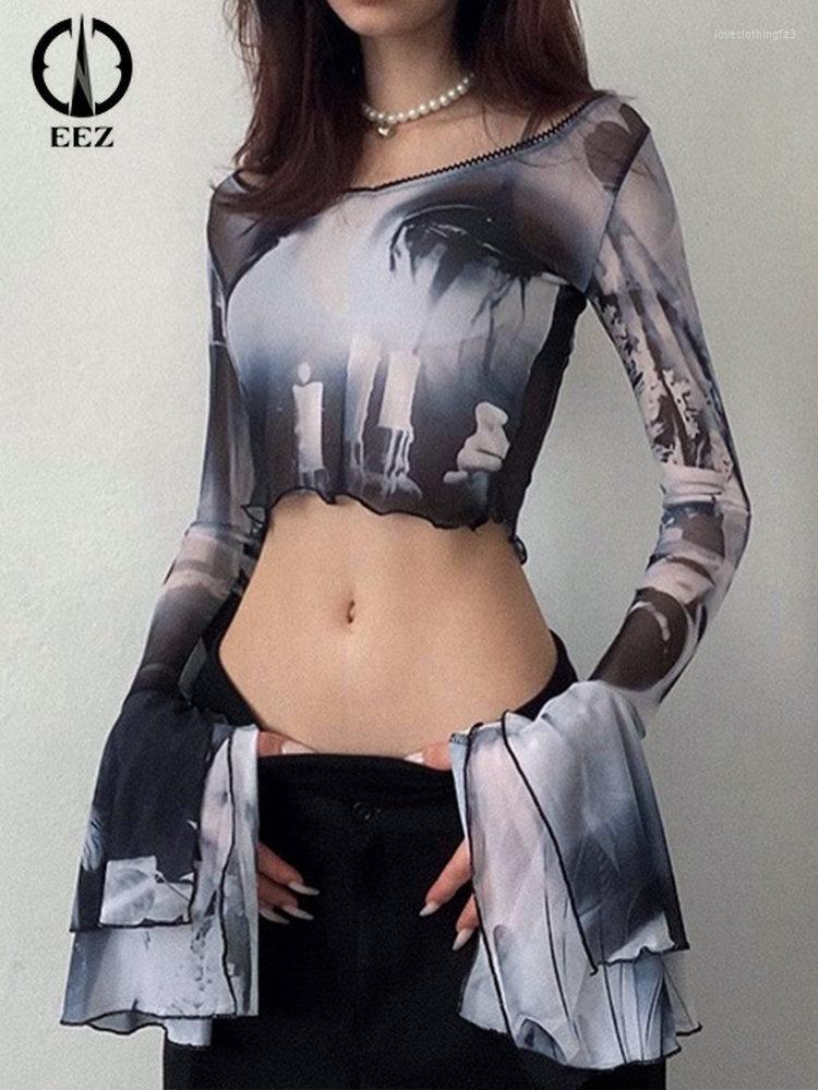 Women' T Shirts See Through Sexy Coquette Crop Top Long Flare Sleeve Mesh Bondage Dye Print Tee Turtleneck Bodycon T-shirt Slim Fit, Q21tp458-1
Women' T Shirts See Through Sexy Coquette Crop Top Long Flare Sleeve Mesh Bondage Dye Print Tee Turtleneck Bodycon T-shirt Slim Fit, Q21tp458-1
