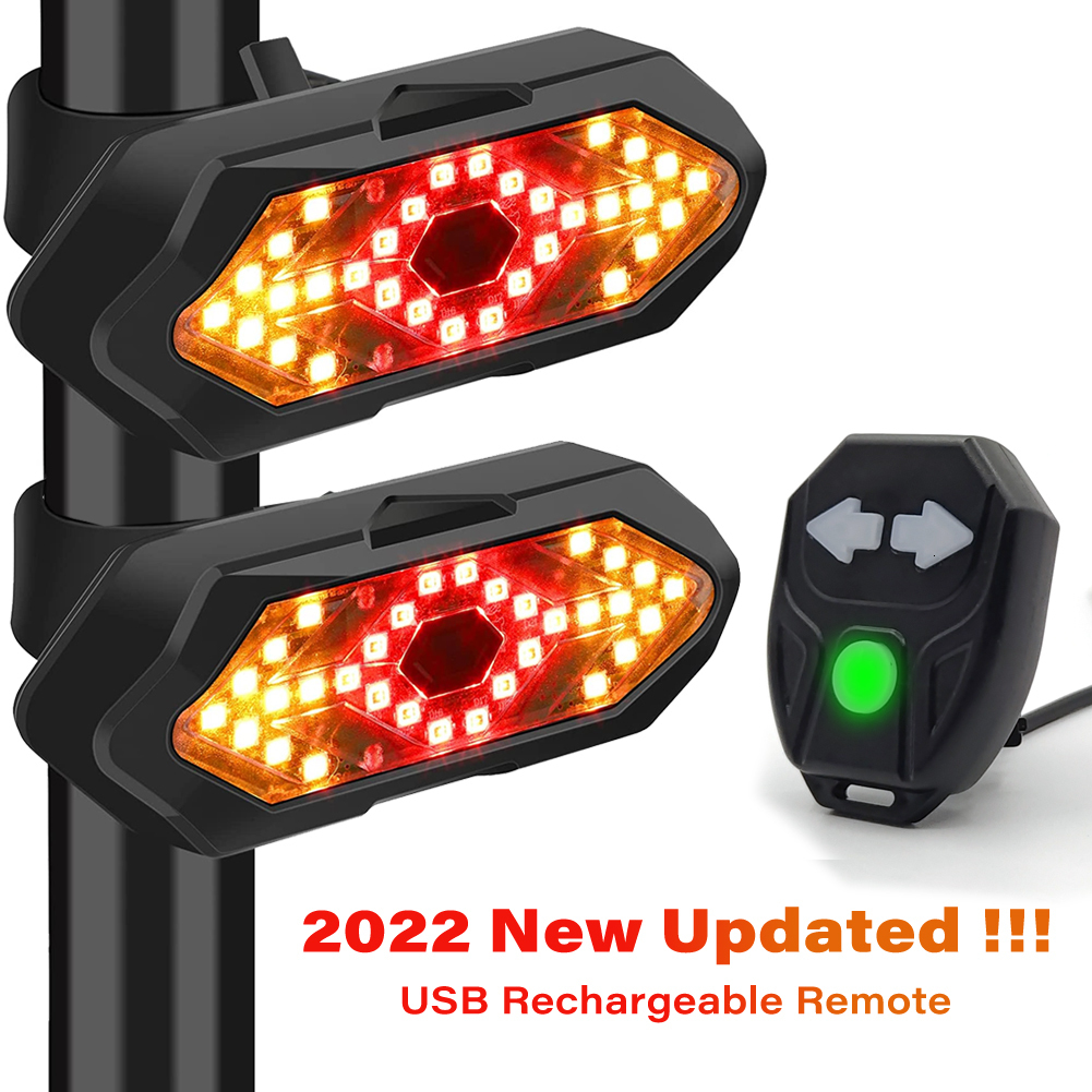 Bike Lights Bicycle Turn Signal Light Wireless Remote Control USB Rechargeable Front Rear Bike Tail Lights for Bicycles Scooters MTB Road 230606