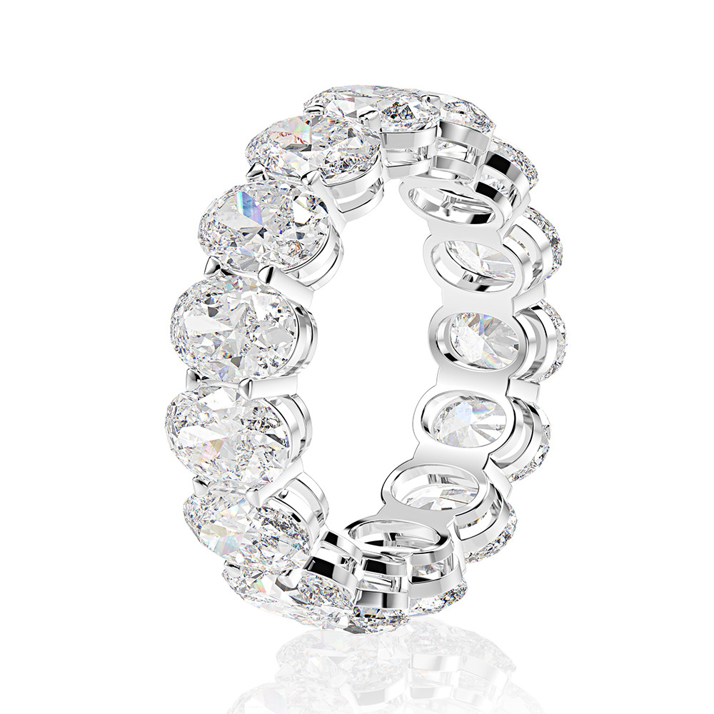Eternity Oval cut Moissanite Diamond Ring 100% Original 925 sterling silver Engagement Wedding band Rings for Women Men Jewelry
