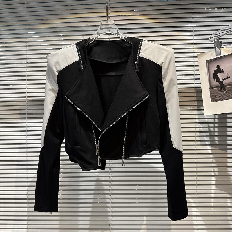 Women' Jackets 2023 Spring Fashion Lady Outwear Spice Girls Contrast Color Zip Locomotive Short Jacket Full Sleeve Shoulder Pad Coat Woman, Black
Women' Jackets 2023 Spring Fashion Lady Outwear Spice Girls Contrast Color Zip Locomotive Short Jacket Full Sleeve Shoulder Pad Coat Woman, Black