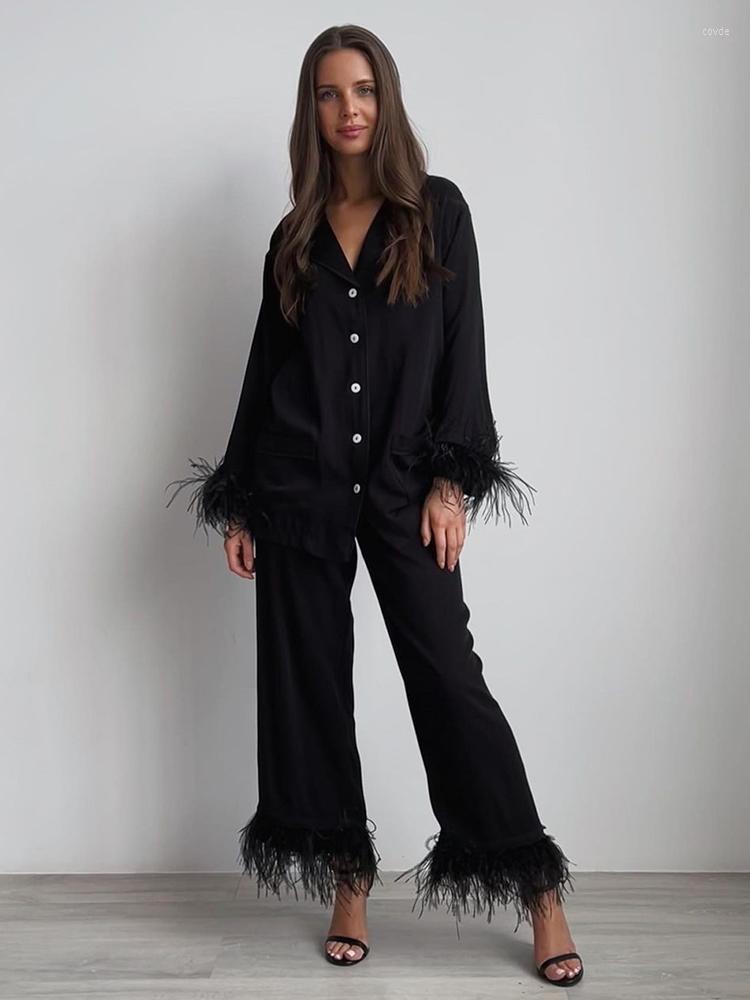 Women' Sleepwear Hiloc Feathers Women Pajama Double Pockets Women' Suit Lapel Single-Breasted Pajamas Sets 2023 Spring Fashion Female, Black
Women' Sleepwear Hiloc Feathers Women Pajama Double Pockets Women' Suit Lapel Single-Breasted Pajamas Sets 2023 Spring Fashion Female, Black