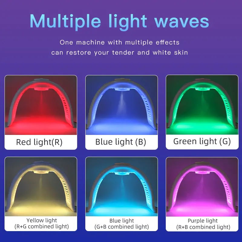 7 color pdt photon led light therapy with steamer nano face red light therapy device spa equipment infrared face mask