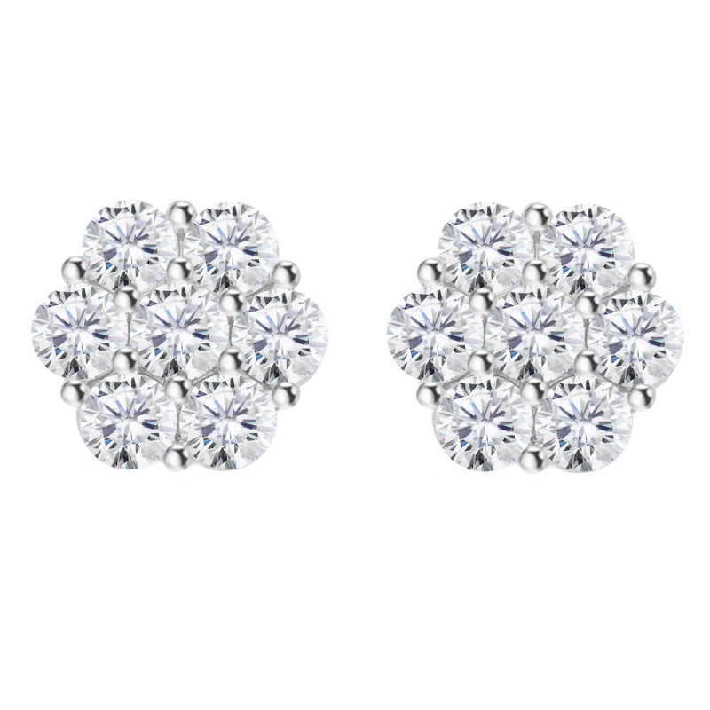 New Trendy Men Women Silver Earrings 925 Sterling Silver Pass Tester 5mm Moissanite Flower Earrings Nice Gift