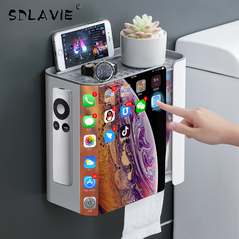 Toilet Paper Holders Toilet Paper Holder Waterproof Wall Shelf for Toilet Paper Tray Roll Paper Towel Holder Makeup Storage Bathroom Accessories Set 2