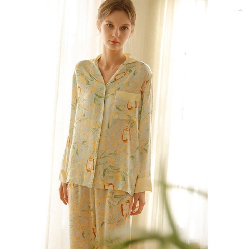 Women' Sleepwear Fashion Viscose Long Sleeve Floral Pajama Sets For Women Spring Summer Loose, Green
Women' Sleepwear Fashion Viscose Long Sleeve Floral Pajama Sets For Women Spring Summer Loose, Green