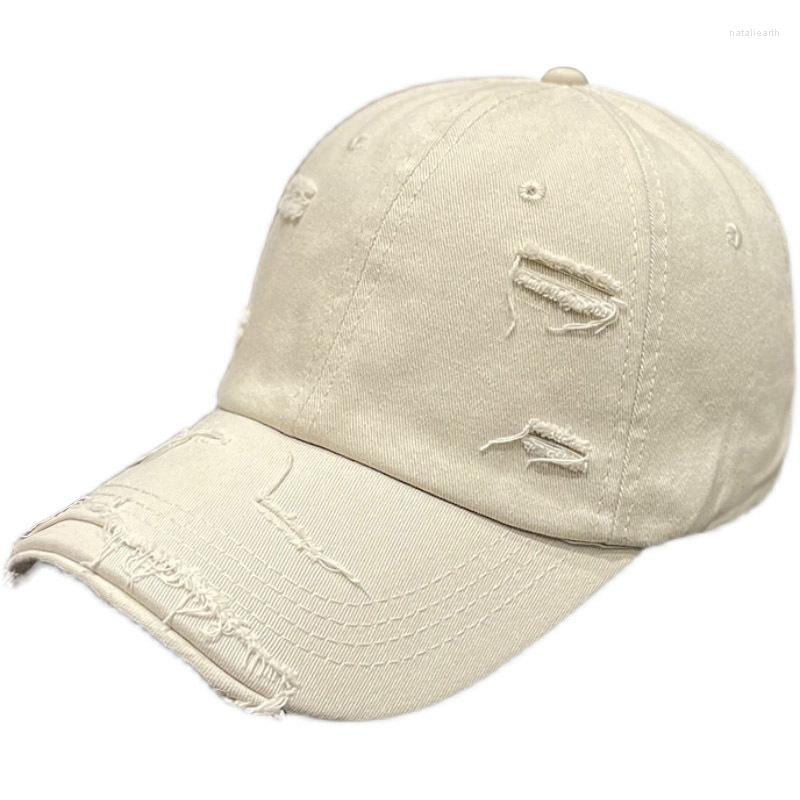 

Ball Caps Vintage Washed Distressed Cotton Dad Hat Ripped Baseball Cap Adjustable Trucker Unisex Soild Color Headwear