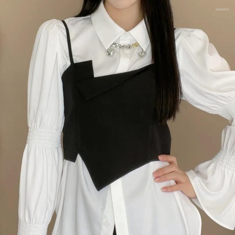 Women' Vests Fashionable Black Casual Camisole Outcoat Women Outerwear Autumn Girl Niche Short All-match Layered Vest 
Women' Vests Fashionable Black Casual Camisole Outcoat Women Outerwear Autumn Girl Niche Short All-match Layered Vest