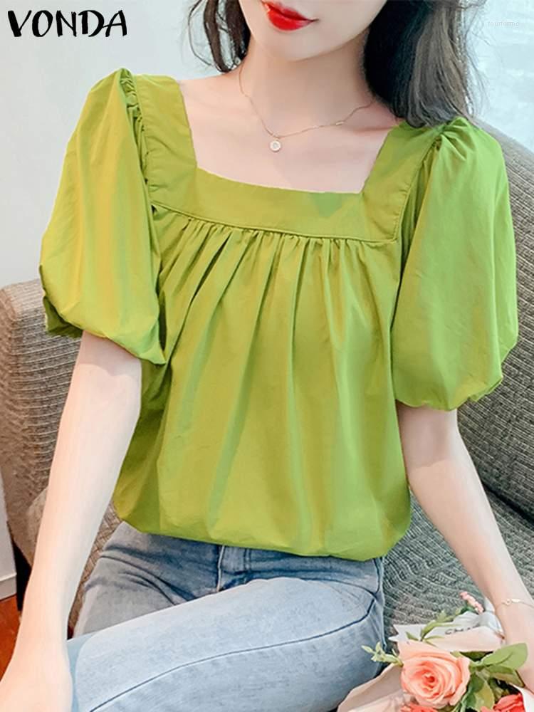 Women's Blouses Vintage VONDA Women Solid 2023 Sexy Square Collar Tunic Tops Summer Shirts Casual Pleated Short Sleeve Puff Blusa, Blue
Women's Blouses Vintage VONDA Women Solid 2023 Sexy Square Collar Tunic Tops Summer Shirts Casual Pleated Short Sleeve Puff Blusa, Blue