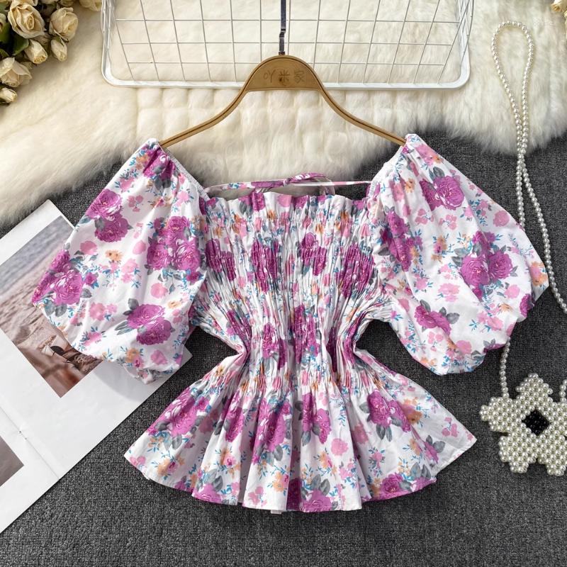 Women's Blouses Korejepo Backless Floral Shirt Bubble Sleeve Hanging Neck Square Top 2023 Summer Korean Version Slim Fit Short Chic Tops, Yellow
Women's Blouses Korejepo Backless Floral Shirt Bubble Sleeve Hanging Neck Square Top 2023 Summer Korean Version Slim Fit Short Chic Tops, Yellow