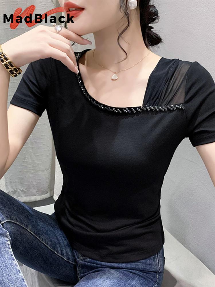 Women's T Shirts MadBlack Summer European Clothes Tshirts Women Sexy Shiny Beaded Mesh Patchwork Slim Tops Short Sleeve Stretchy Tees, Black
Women's T Shirts MadBlack Summer European Clothes Tshirts Women Sexy Shiny Beaded Mesh Patchwork Slim Tops Short Sleeve Stretchy Tees, Black