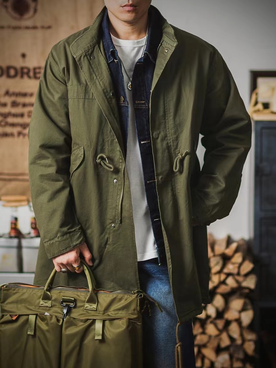 Men's Jackets M51 Fishtail Parka Trench Coat Army Green and Beige Vintage Midlength Loose Fit Autumn Clothes Couples 230608