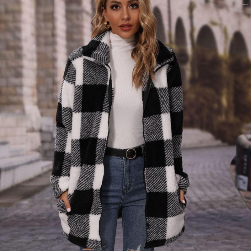 Women' Jackets Glitter European And American Fashion Autumn Women' Lapel Long Sleeve Loose Plaid Zipper Double-sided Velvet Casual, Black
Women' Jackets Glitter European And American Fashion Autumn Women' Lapel Long Sleeve Loose Plaid Zipper Double-sided Velvet Casual, Black