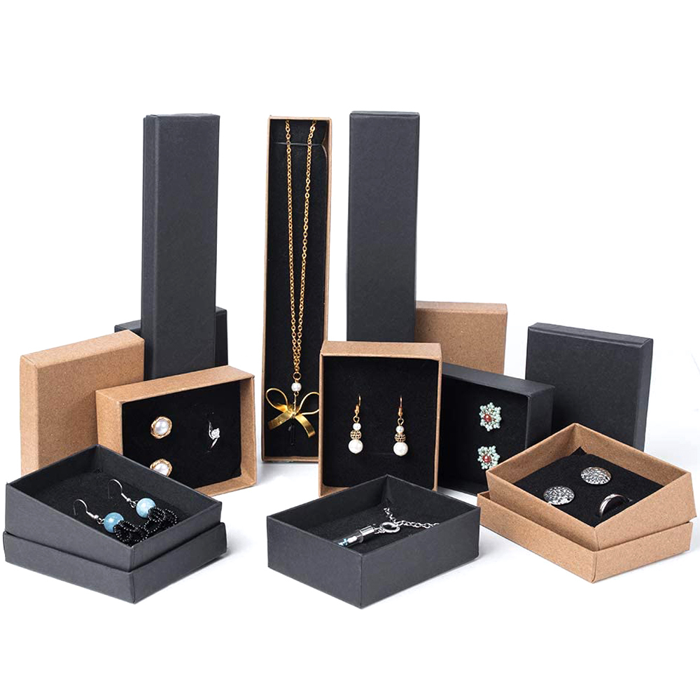 Jewelry Boxes Black Jewelry Organizer Box For Earrings Necklace Bracelet Display Packaging Gifts Cardboard Boxes SquareRectangle 230607