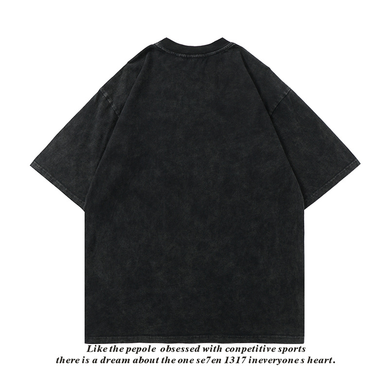 Men's fashion cotton print loose street fashion short sleeve round neck loose T-shirt