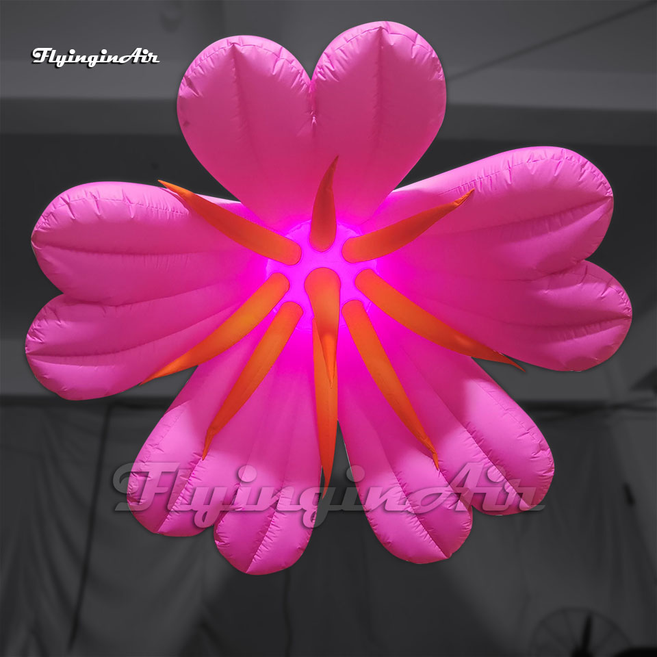 Beautiful Large Illuminated Inflatable Lily Flower Balloon With LED Light For Musical Theater Stage Decoration