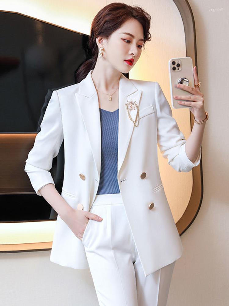 Women' Two Piece Pants Fashion Blazer Casual Long Sleeve High Street Vintage Lapel Elegant Double Breasted Temperament Chic Office, White blazer
Women' Two Piece Pants Fashion Blazer Casual Long Sleeve High Street Vintage Lapel Elegant Double Breasted Temperament Chic Office, White blazer
