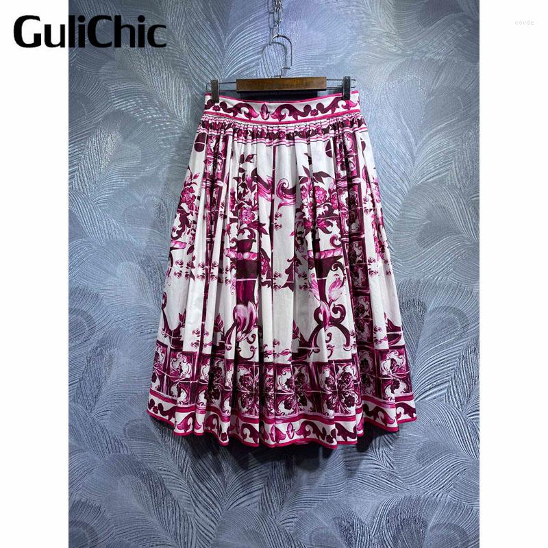 Skirts 6.3 GuliChic Women Elegant Porcelain Print Sweet High Quality Casual Pleated Midi Skirt, Picture shown
Skirts 6.3 GuliChic Women Elegant Porcelain Print Sweet High Quality Casual Pleated Midi Skirt, Picture shown