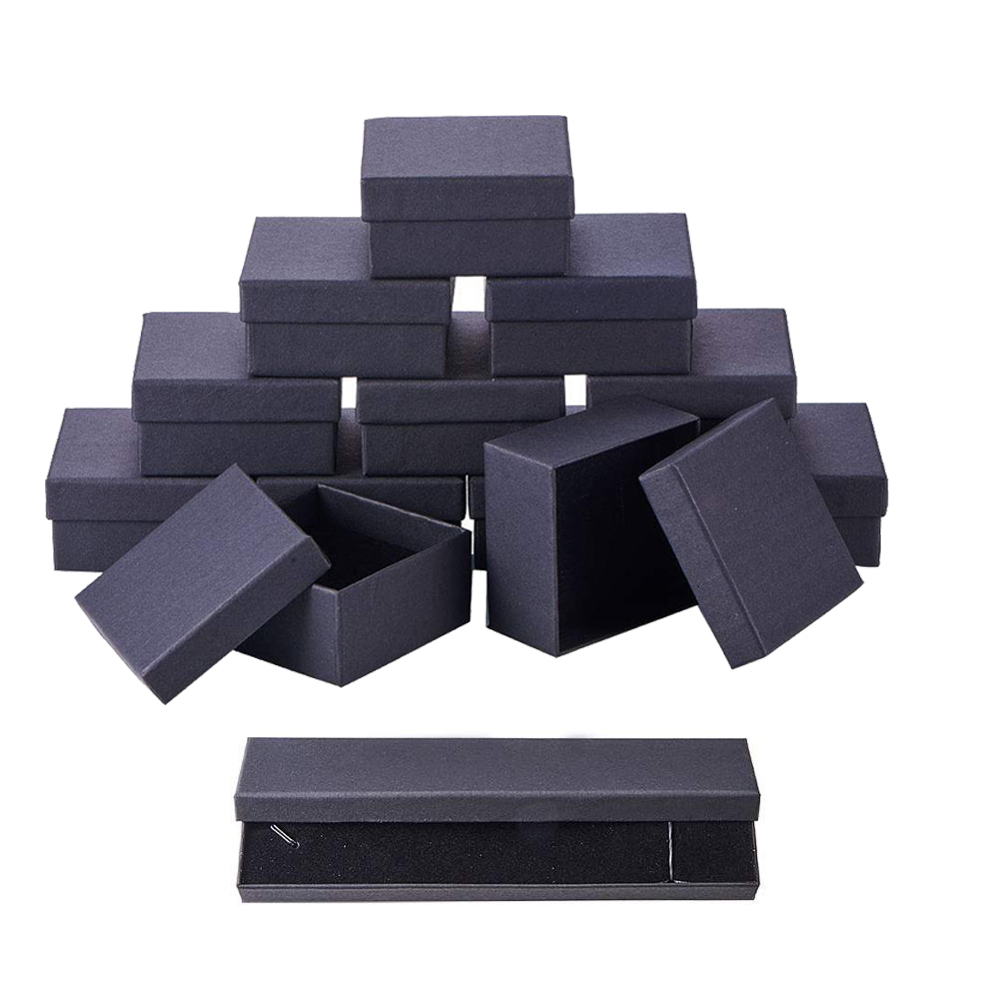 Jewelry Boxes Black Jewelry Organizer Box For Earrings Necklace Bracelet Display Packaging Gifts Cardboard Boxes SquareRectangle 230607