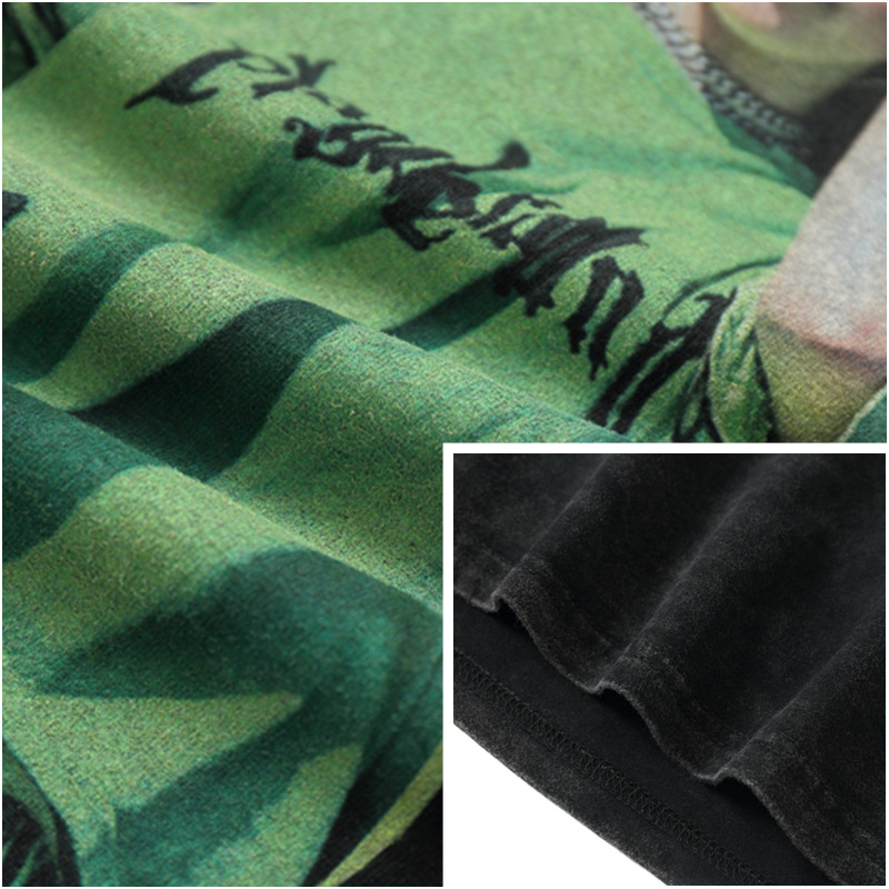 Men's fashion cotton print loose street fashion short sleeve round neck loose T-shirt