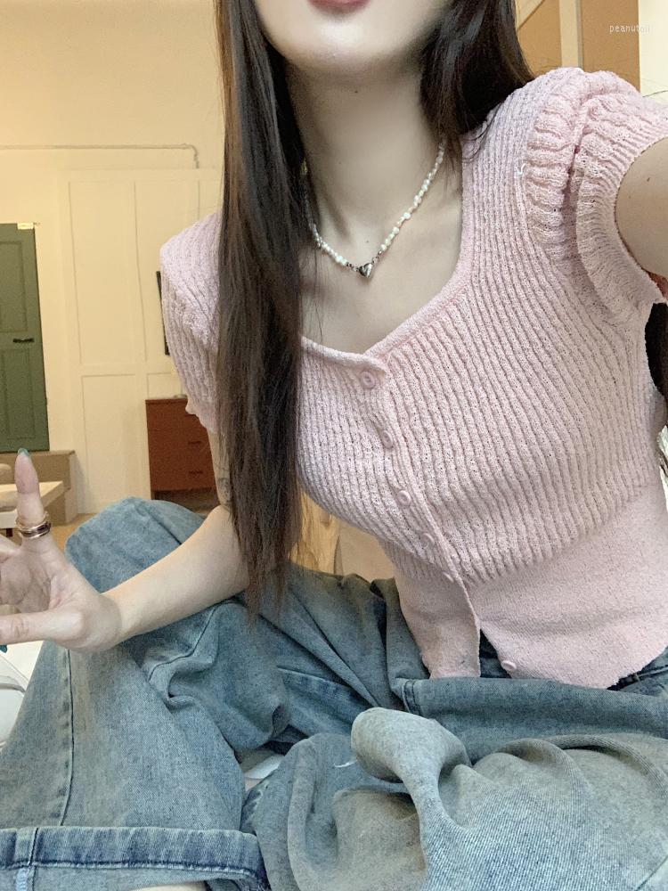 Women's T Shirts Korobov Solid Color Vintage Cardigan Women Summer Thin Style Pink Sweet Crop Tops Square Collar Slim Short-sleeved Y2k, Black
Women's T Shirts Korobov Solid Color Vintage Cardigan Women Summer Thin Style Pink Sweet Crop Tops Square Collar Slim Short-sleeved Y2k, Black