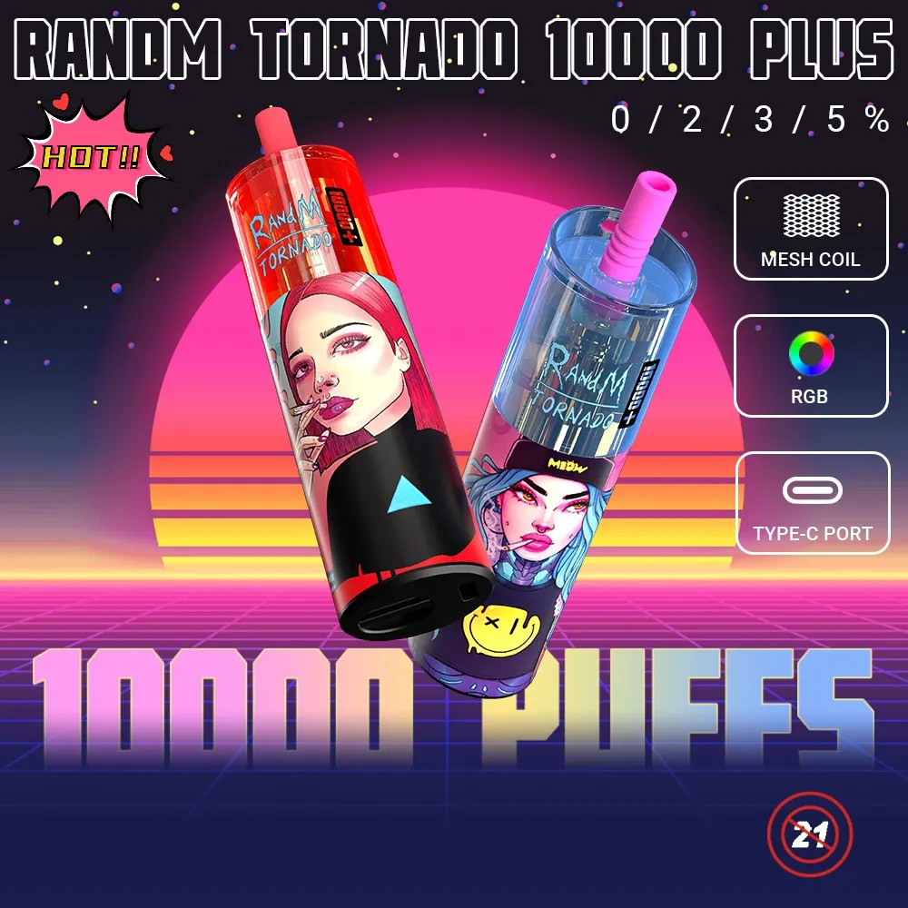 Original RandM Tornado 10000 plus Puffs Disposable Vape Pen Electronic Cigarettes 20ml Pod Mesh Coil RGB light Rechargeable Air-adjustable 2% 5% Device Vaporizer 10k
Original RandM Tornado 10000 plus Puffs Disposable Vape Pen Electronic Cigarettes 20ml Pod Mesh Coil RGB light Rechargeable Air-adjustable 2% 5% Device Vaporizer 10k