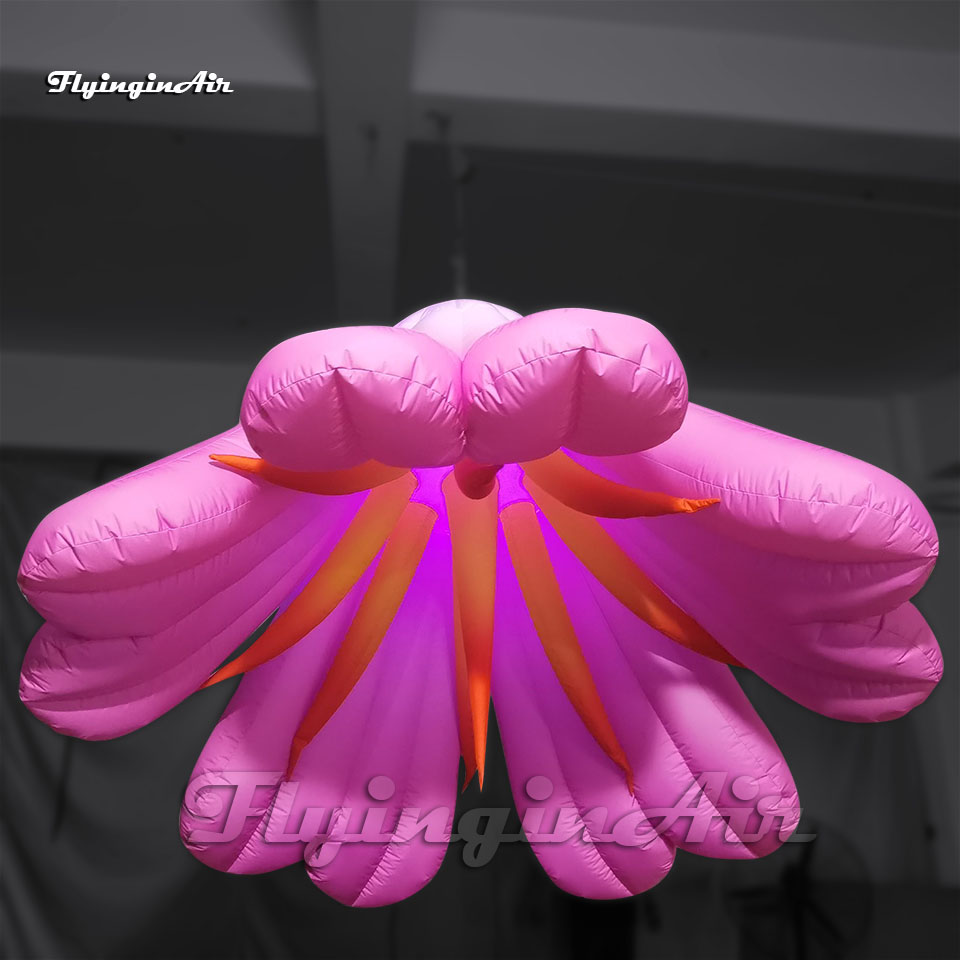 Beautiful Large Illuminated Inflatable Lily Flower Balloon With LED Light For Musical Theater Stage Decoration