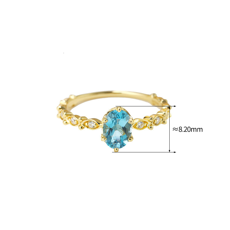 Wedding Rings LAMOON Natural Topaz For Women Gemstone Ring Blue 925 Sterling Silver K Gold Plated Engagement RI178 230608
