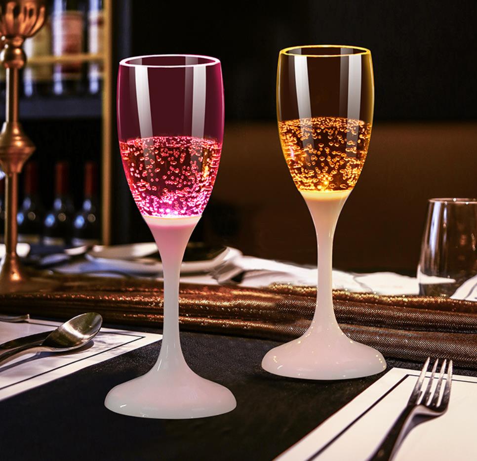 Led Champagne Flute Glasses Light Up Flashing Wine Cups Liquid Activated Drinkwear for Wedding Party Birthday Festivals Bar Decorations