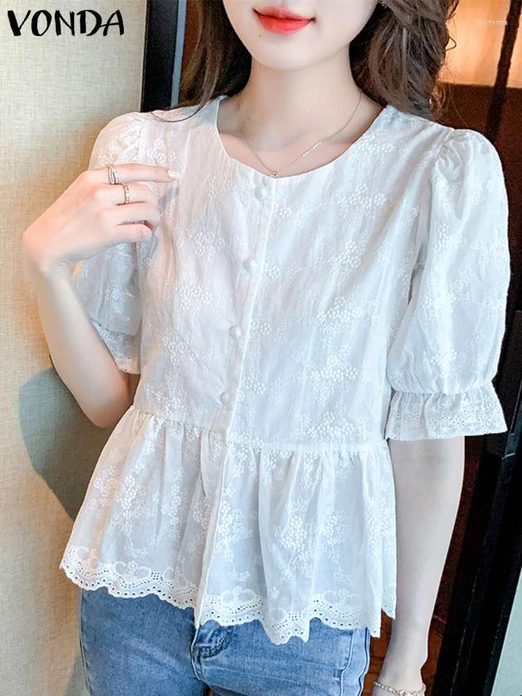 Women' Blouses Elegant Lace Women Shirts VONDA 2023 Summer Short Puff Sleeve Ruffled Tunic Tops Solid Casual Loose Blusas Femininas, Blue
Women' Blouses Elegant Lace Women Shirts VONDA 2023 Summer Short Puff Sleeve Ruffled Tunic Tops Solid Casual Loose Blusas Femininas, Blue
