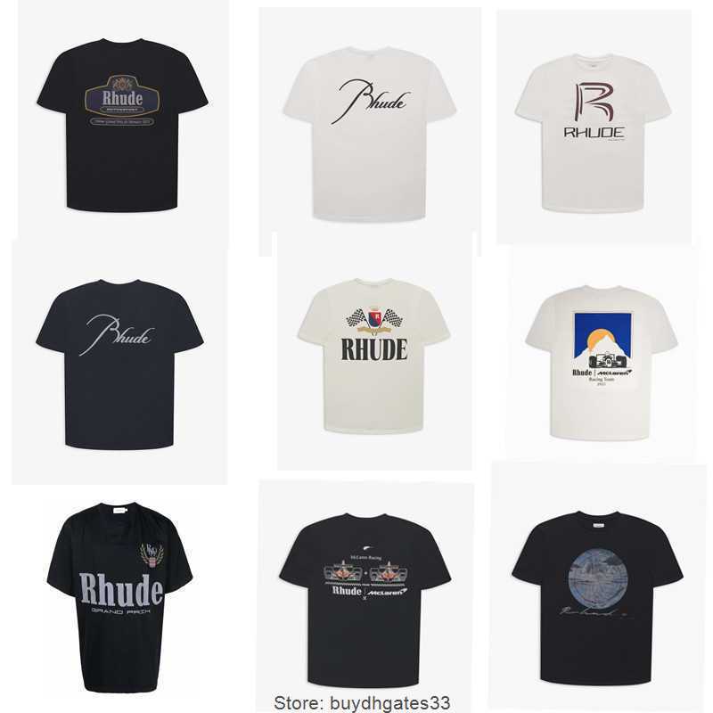 Designer Fashion Clothing Tees TShirts Rhude 22ss Solid Letter Printing American Trend Brand Short Sleeve T-shirt TeeTops Streetwear Hip hop Sportswear