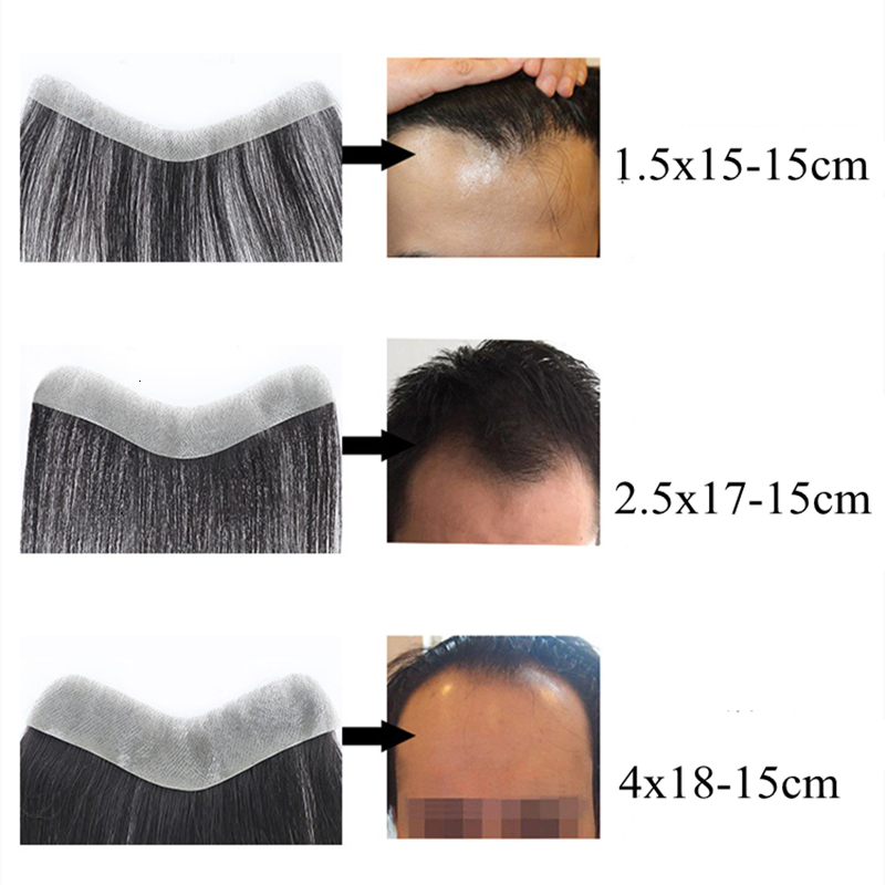 Synthetic Frontal Hairpiece for Men Natural Black Hair Hairline Loss Straight Tape in Human Hair Toupee Replacement System 230607