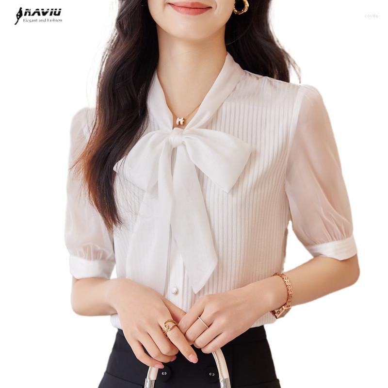 Women' Blouses NAVIU Elegant White Bow Shirt Women Summer Temprament V Neck Short Sleeve Formal Chiffon Office Ladies Work Tops
Women' Blouses NAVIU Elegant White Bow Shirt Women Summer Temprament V Neck Short Sleeve Formal Chiffon Office Ladies Work Tops