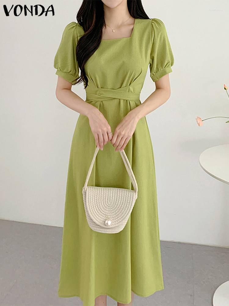 Party Dresses VONDA Women Summer Dress 2023 Sexy Square Collar Casual Ruffled Midi Sundress Short Puff Sleeve Belted Pleated Vestidos, Beige
Party Dresses VONDA Women Summer Dress 2023 Sexy Square Collar Casual Ruffled Midi Sundress Short Puff Sleeve Belted Pleated Vestidos, Beige