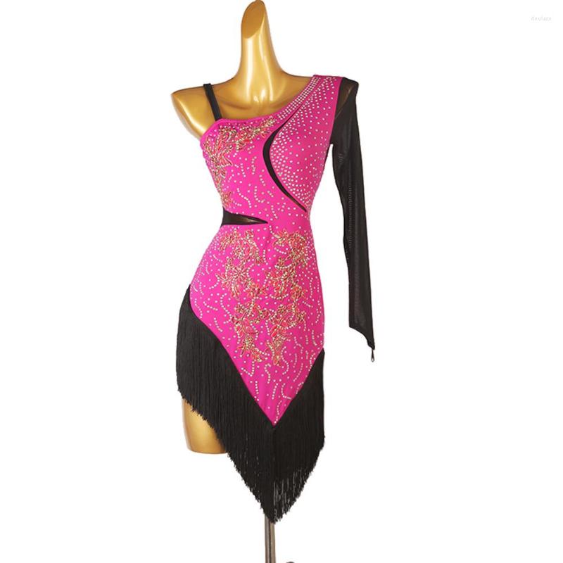 Stage Wear Fashion Single Sleeves Latin Dance Dress Standard Ballroom Practice Tassel Competition Performence Costume, Pink
Stage Wear Fashion Single Sleeves Latin Dance Dress Standard Ballroom Practice Tassel Competition Performence Costume, Pink