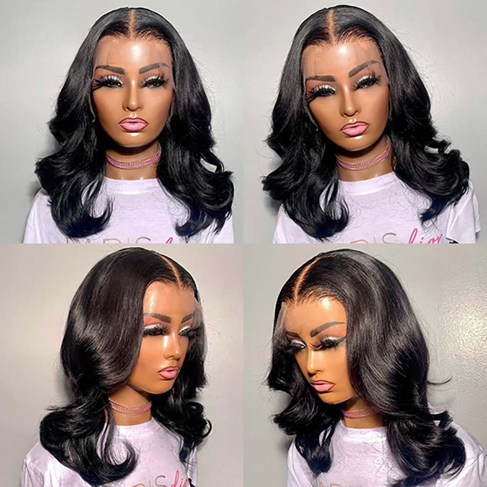 Free Part Brazilian Wavy Short Bob Wig On Sale Body Wavy Lace Front Human hair Wigs For Black Women 13X4 Synthetic Lace Frontal Wig